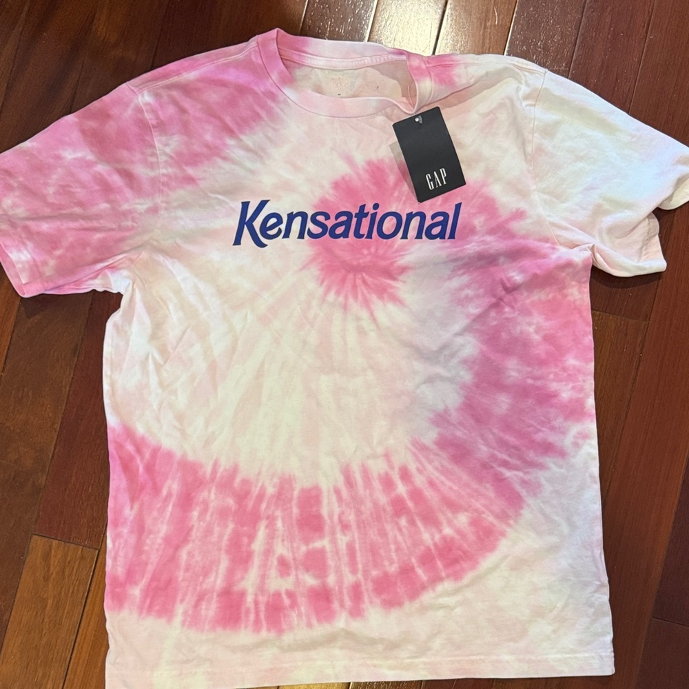 NWT GAP x Barbie Pink and White Tie-Dye Tee